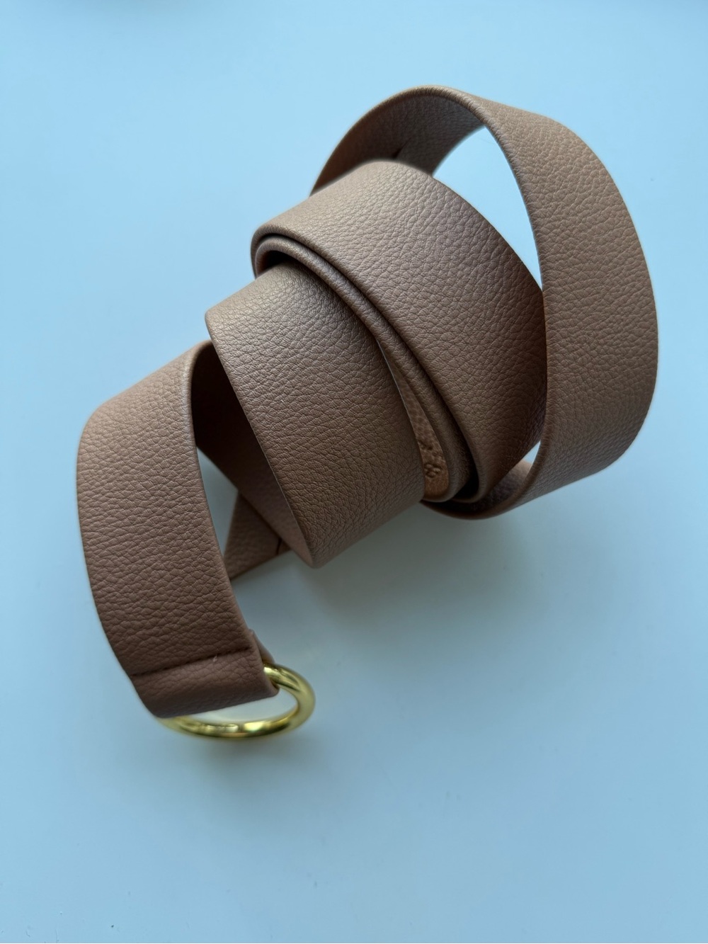 Faux Leather Ring Waist Belt in Brown